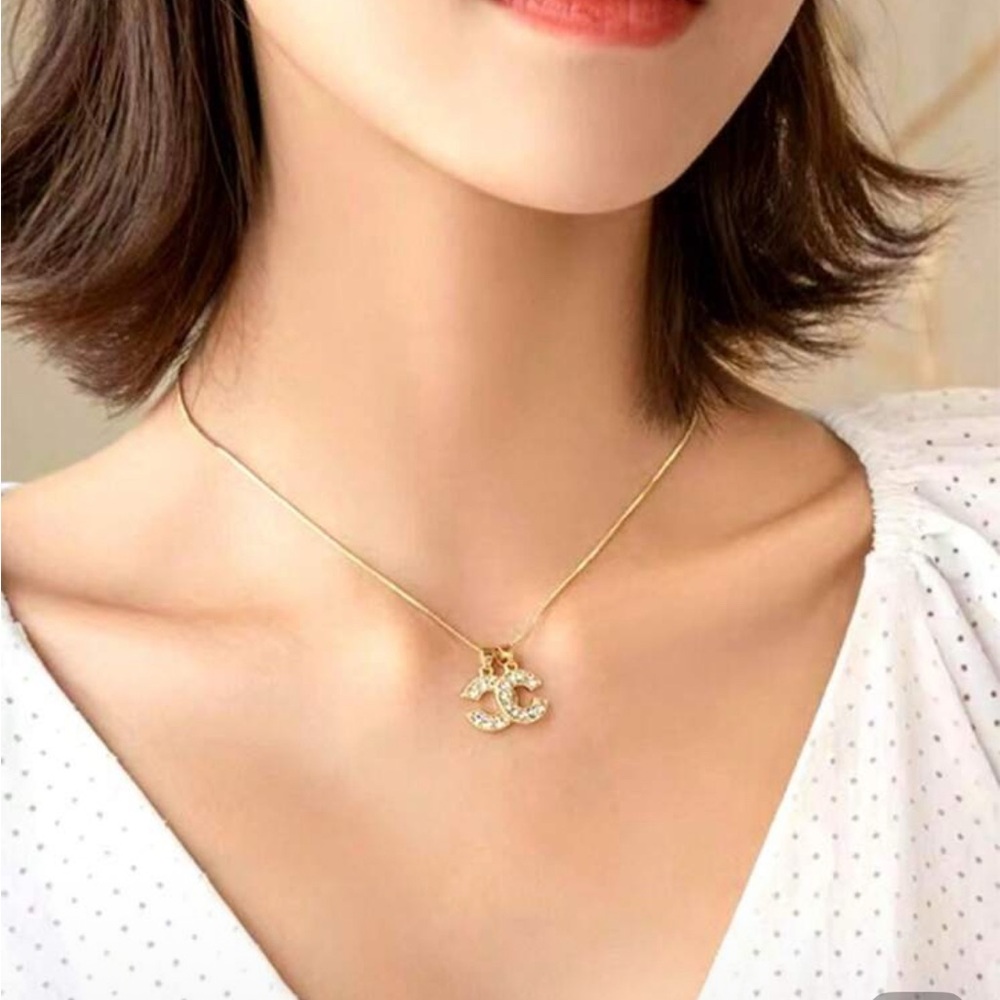 Monogram C Necklace Gold Tone Costume Jewelry